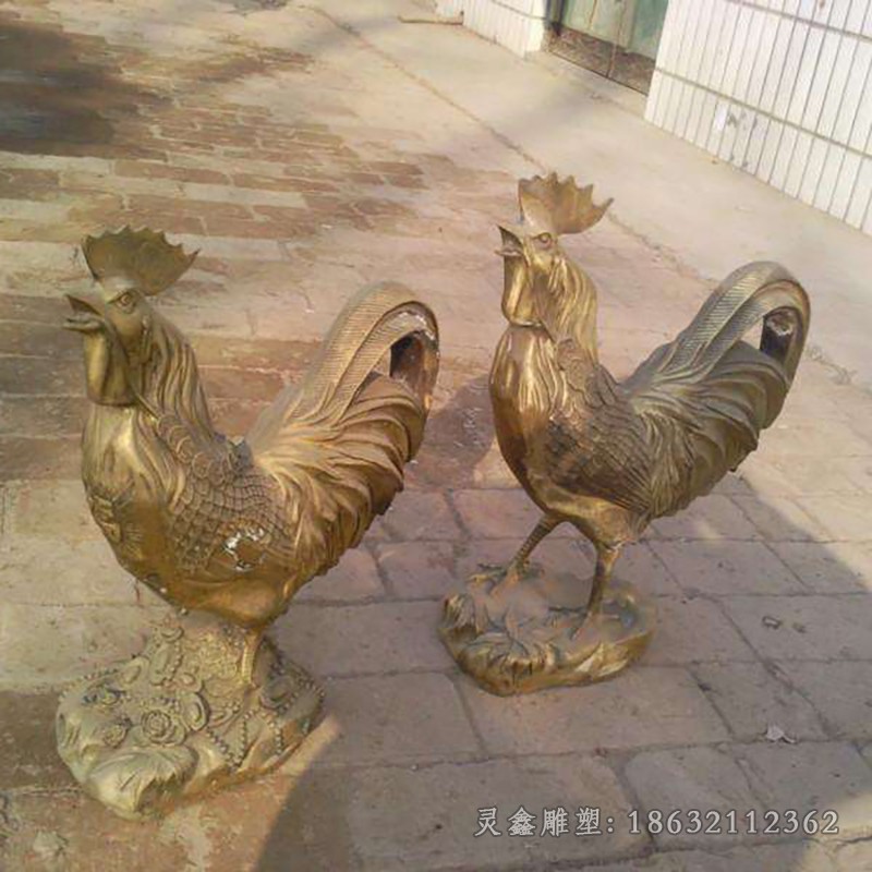 动物鸡校园景观铜雕
