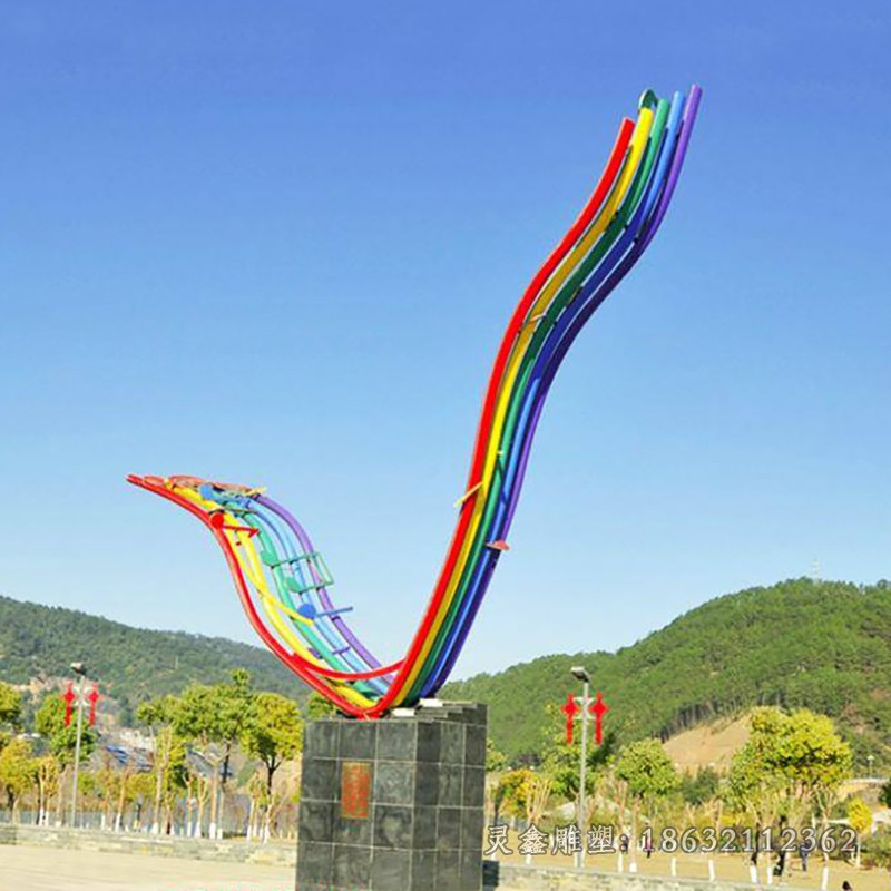 不锈钢彩虹彩绘景观雕塑