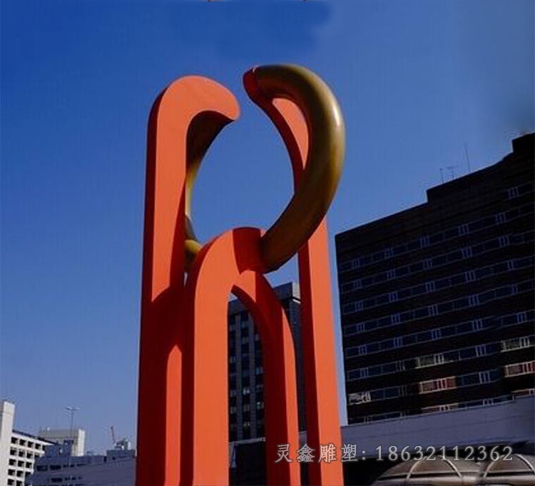 抽象不锈钢彩绘景观雕塑