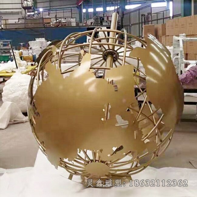 镂空不锈钢地球仪园林雕塑