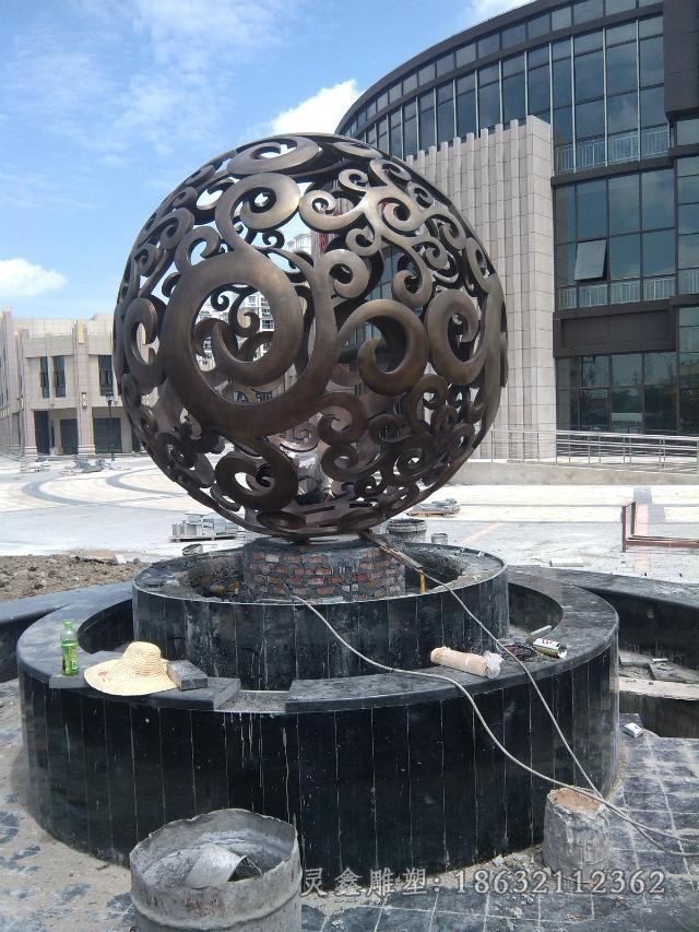 镂空球广场标志铜雕