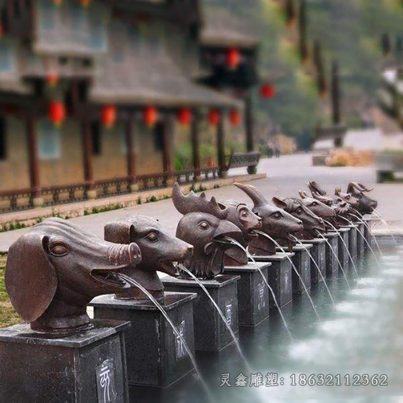 抽象喷泉景观标志铜雕