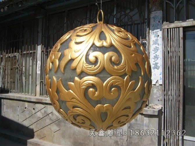 镂空球标志抽象铜雕