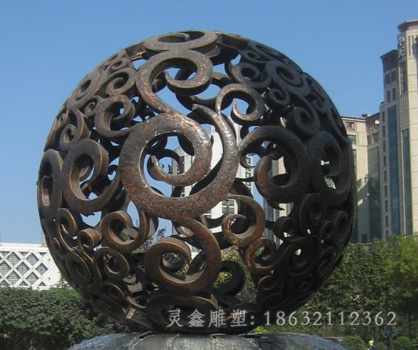 镂空球景观标志抽象铜雕