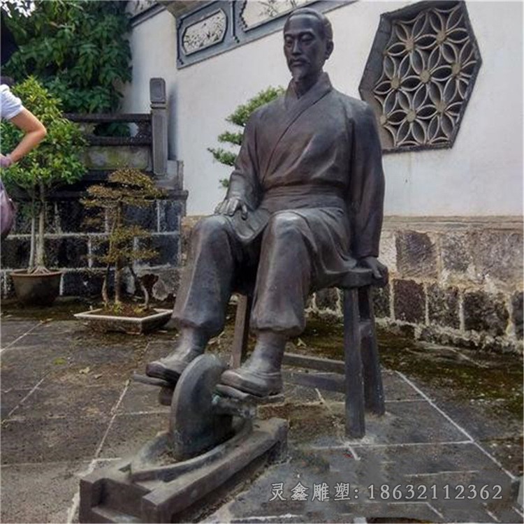 中医制药园林人物铜雕