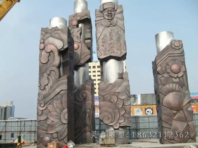广场柱子景观标志铜雕