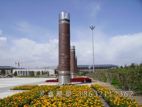 广场柱子景观标志铜雕