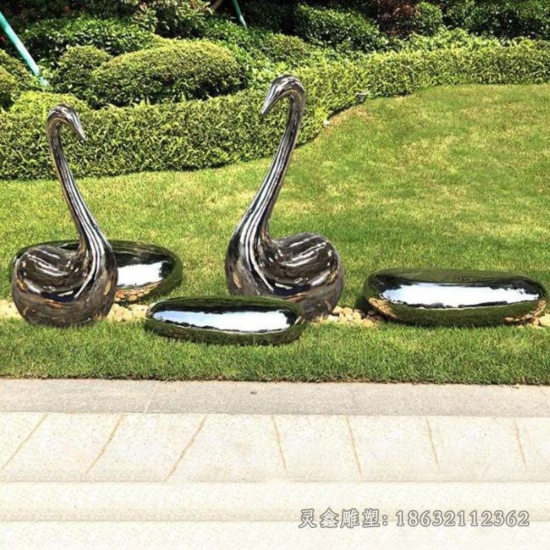 镜面天鹅动物不锈钢雕塑