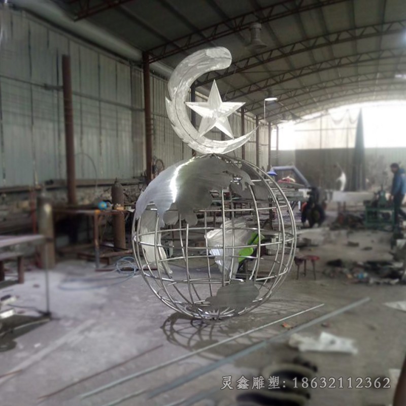 镜面地球仪园林不锈钢雕塑