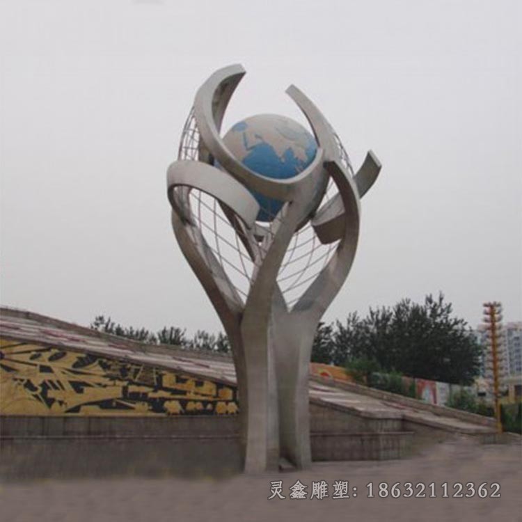 镜面地球仪园林不锈钢雕塑