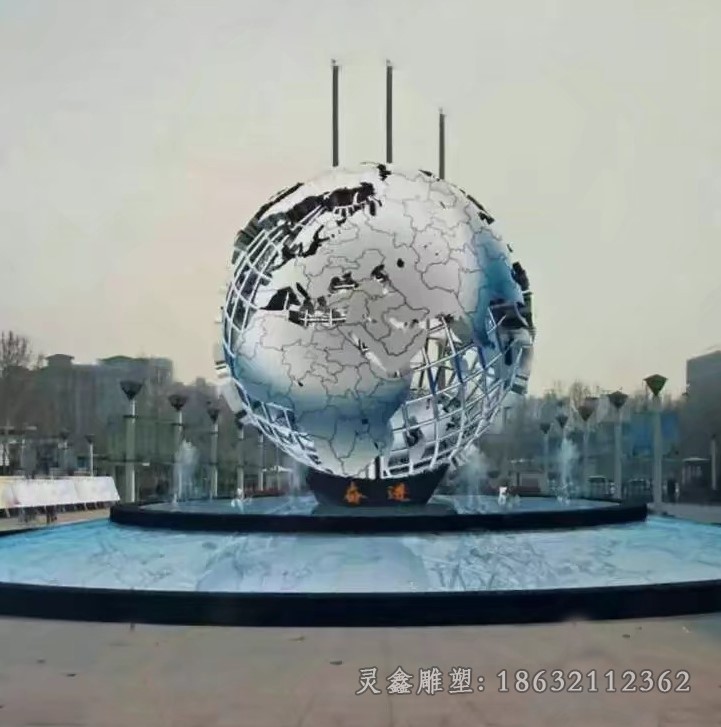 镜面地球仪景区不锈钢雕塑