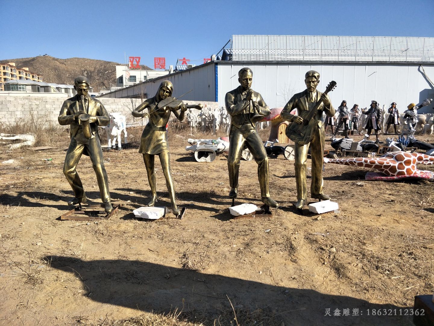提琴景观标志人物铜雕