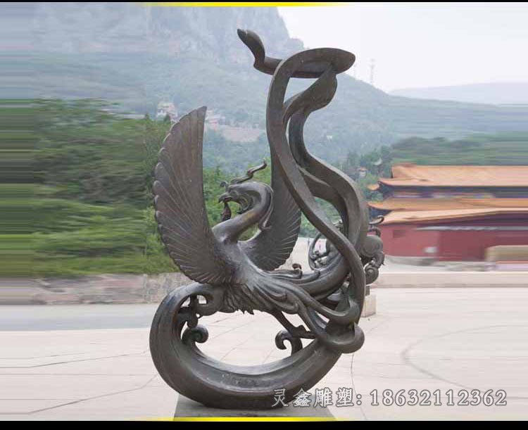 古代四方神兽朱雀铜雕