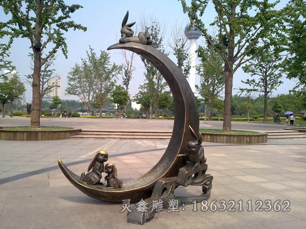 生肖动物兔子景观铜雕