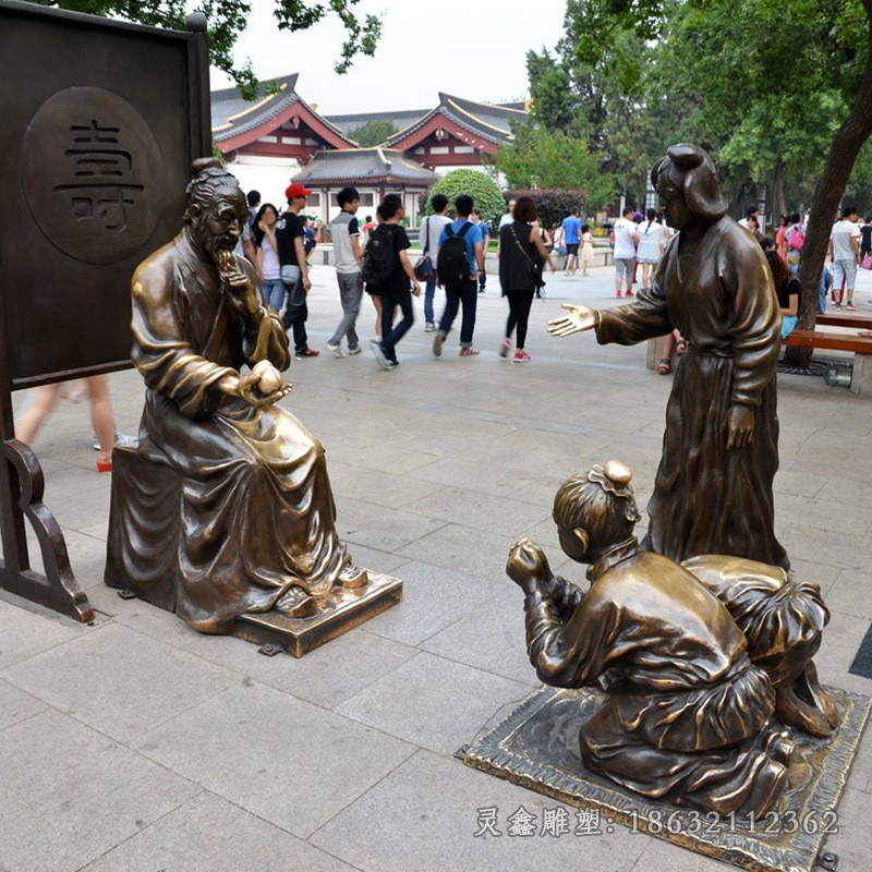 童子祝寿景观标志铜雕