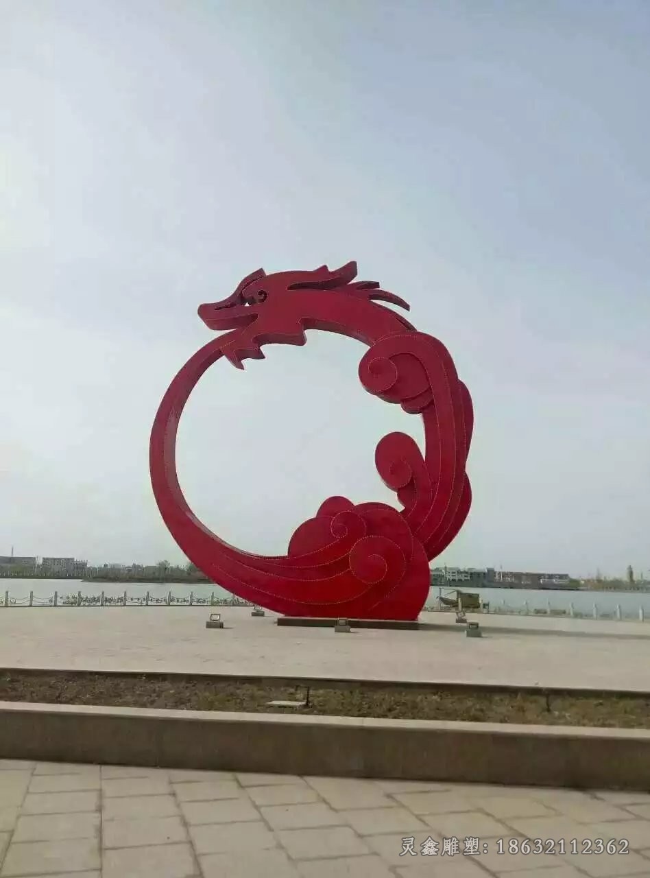 不锈钢抽象龙彩绘雕塑