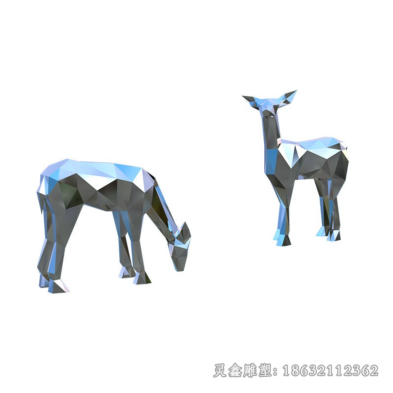 几何情侣鹿小区不锈钢雕塑