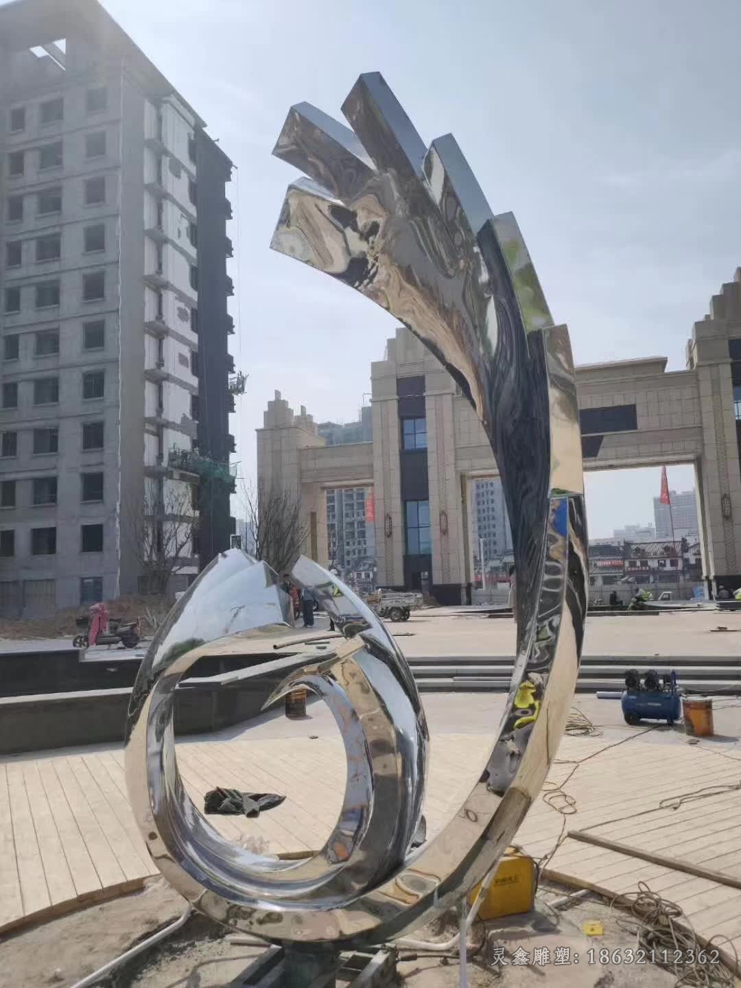 不锈钢凤凰动物城市雕塑