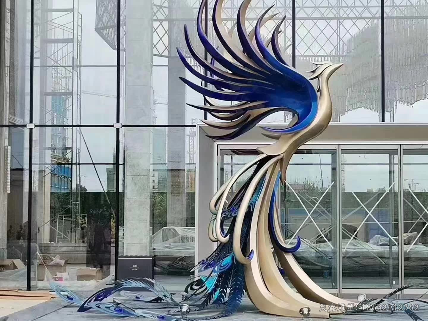 不锈钢凤凰动物公园雕塑