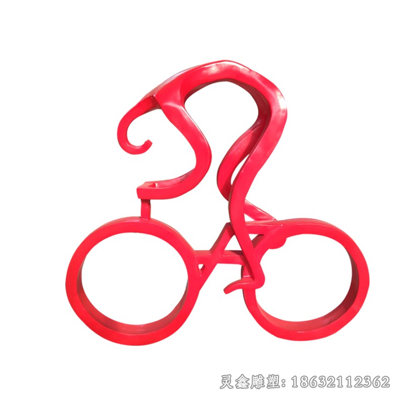 红色自行车不锈钢雕塑