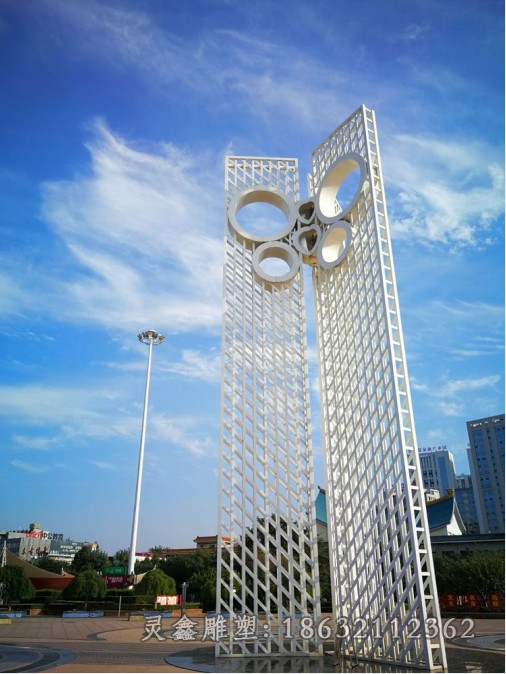 不锈钢镂空大型标志雕塑