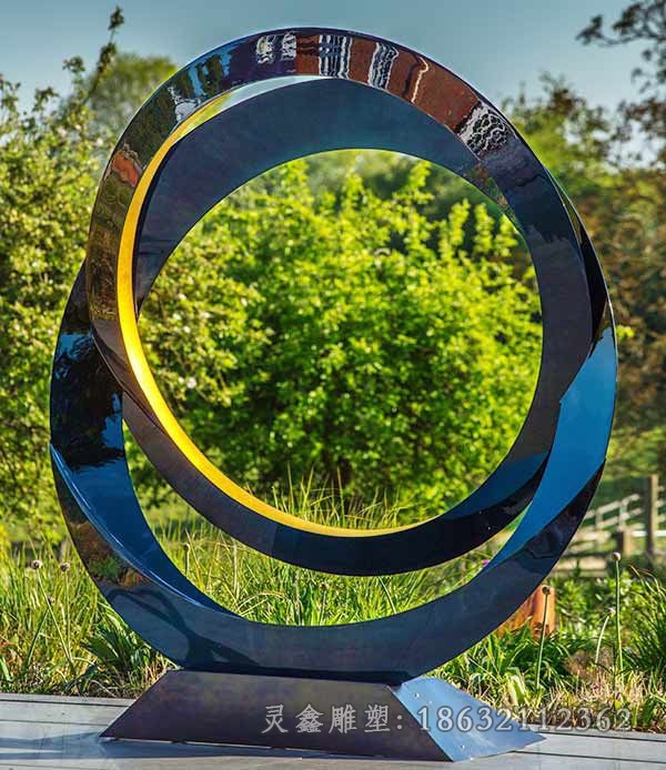 不锈钢公园彩绘圆环雕塑