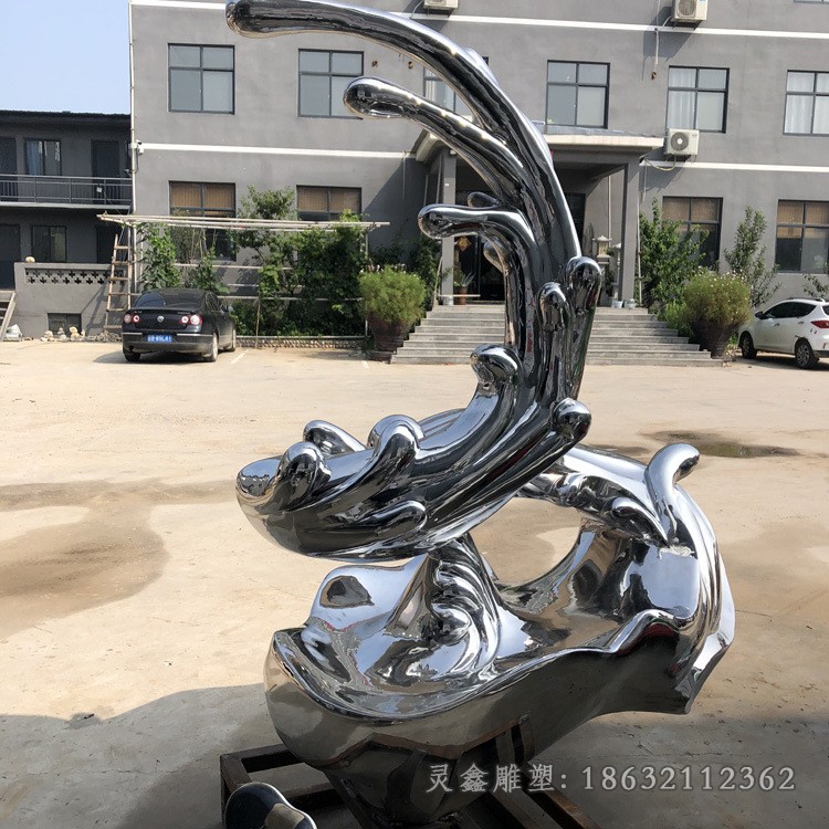 不锈钢抽象海浪城市雕塑