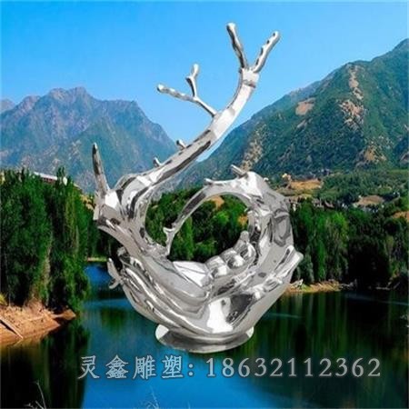 不锈钢抽象海浪园林雕塑