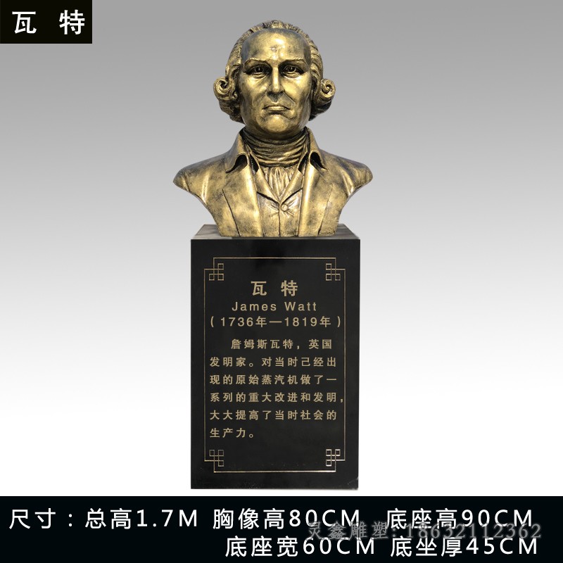 名人瓦特胸像景观铜雕
