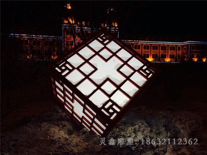 不锈钢发光魔方雕塑