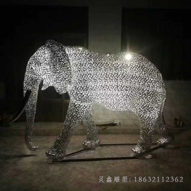 不锈钢发光大象雕塑