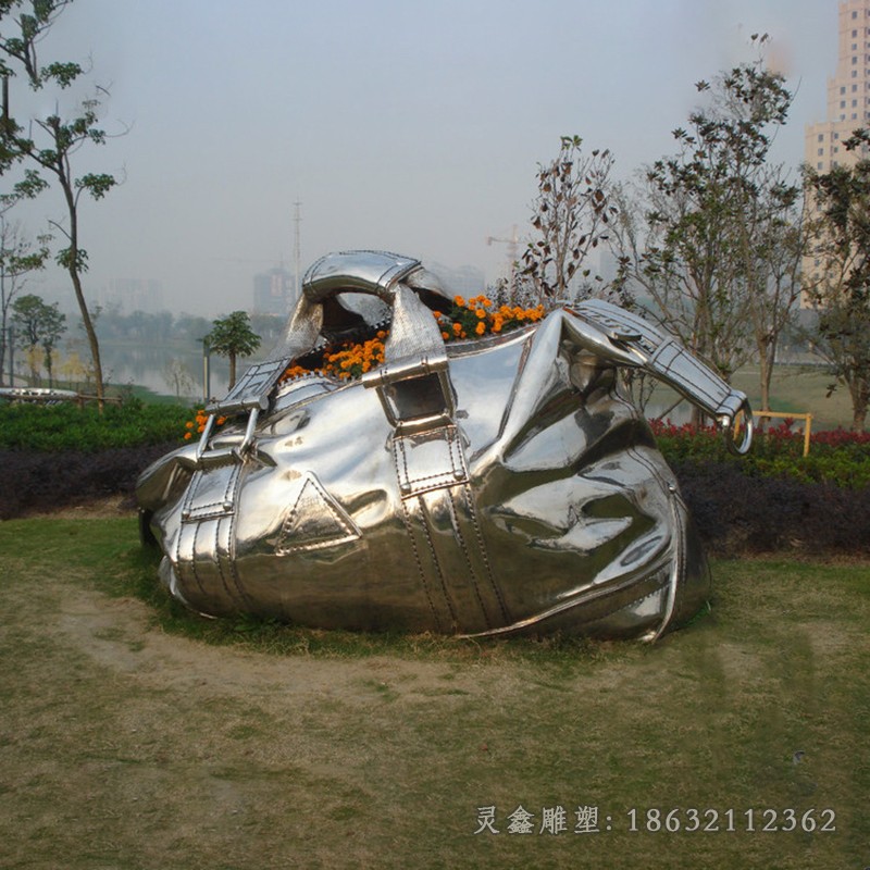 不锈钢购物袋商场雕塑