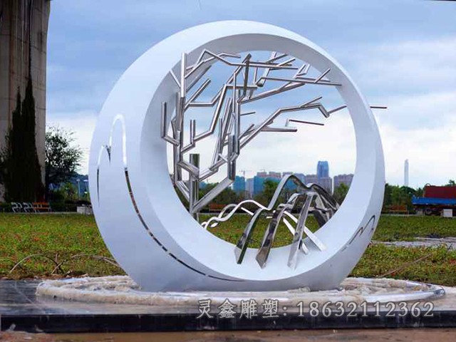 抽象树枝不锈钢景观雕塑