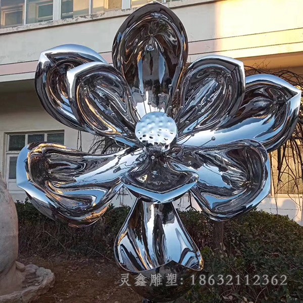 镜面荷花标志不锈钢雕塑