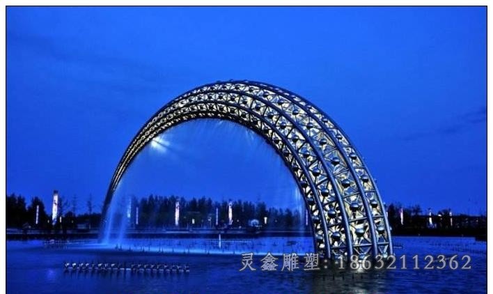 发光拱门不锈钢标志雕塑