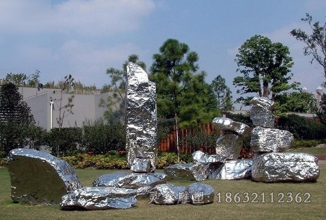 抽象太湖石景区不锈钢雕塑