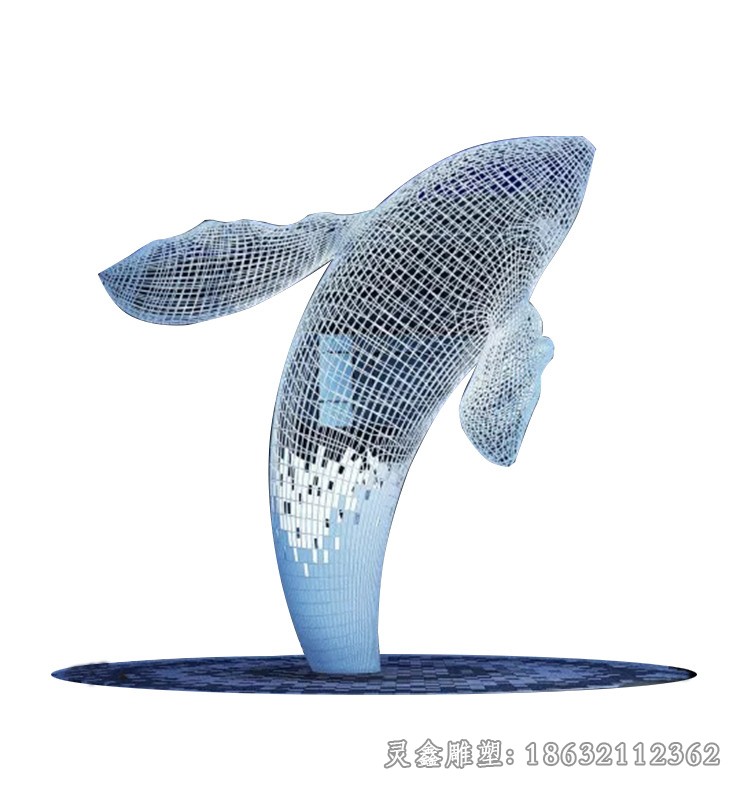 镂空海豚标志不锈钢雕塑
