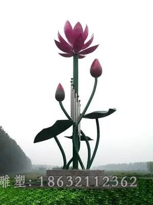 彩绘荷花不锈钢雕塑