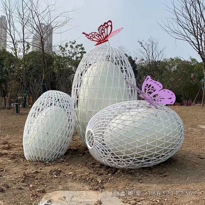 鸡蛋标志不锈钢景观雕塑