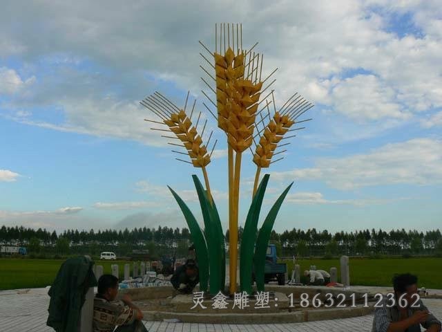 彩绘麦穗不锈钢景观雕塑
