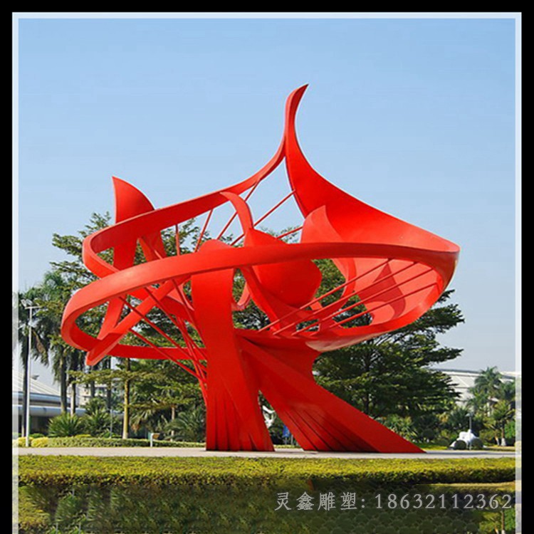 红色标志不锈钢广场雕塑