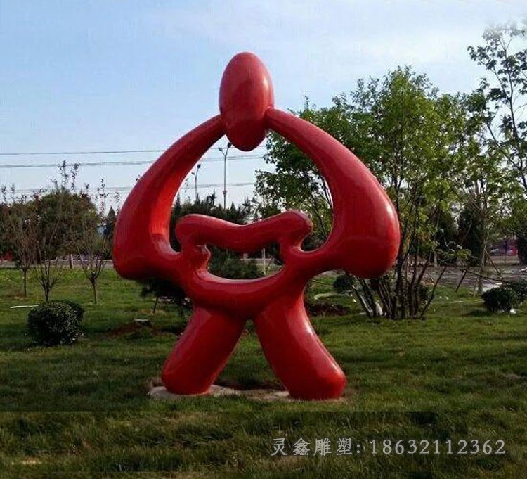 红色标志不锈钢企业雕塑