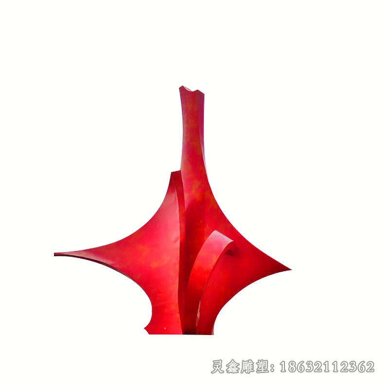 抽象红色标志不锈钢雕塑
