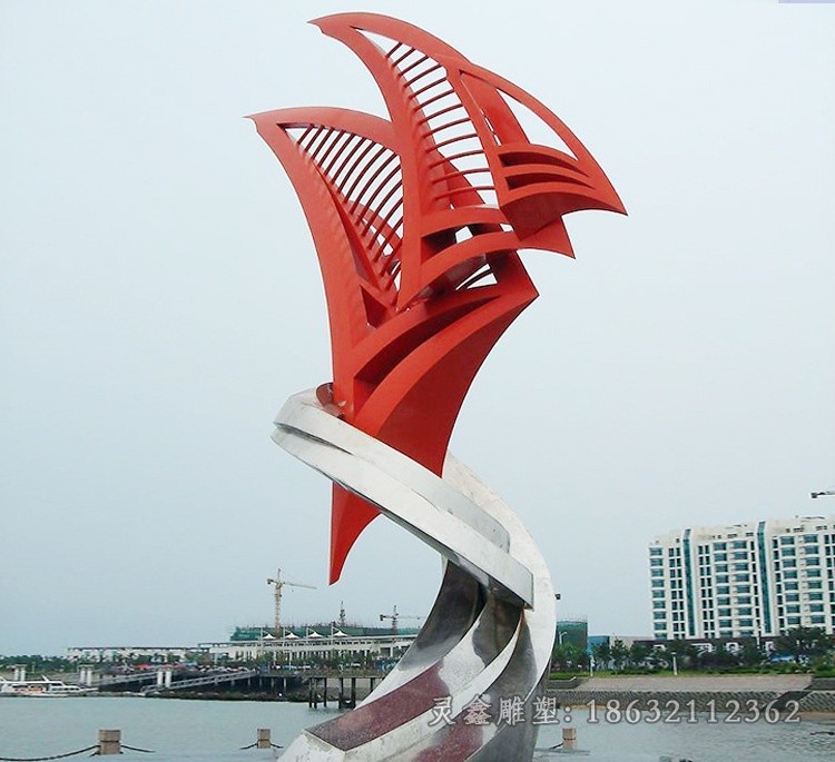 不锈钢彩绘镂空标志雕塑