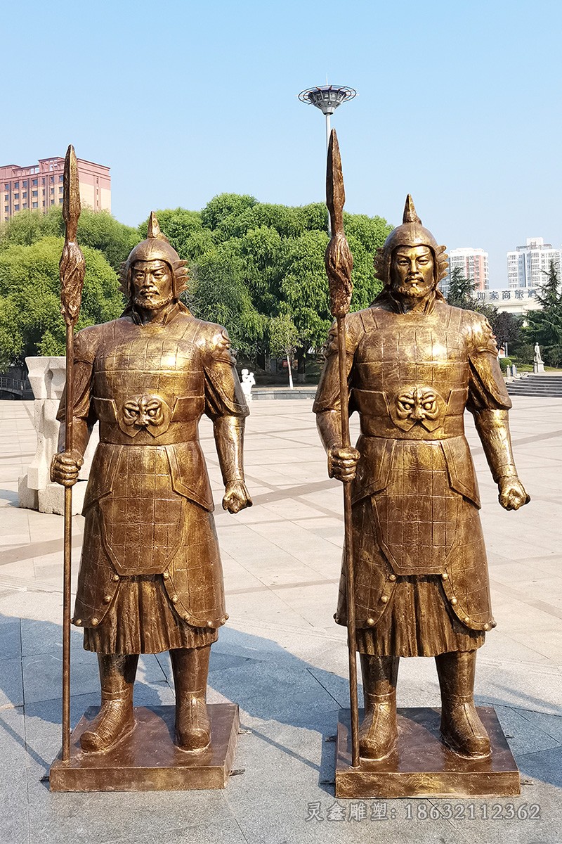 武士人物景观标志铜雕