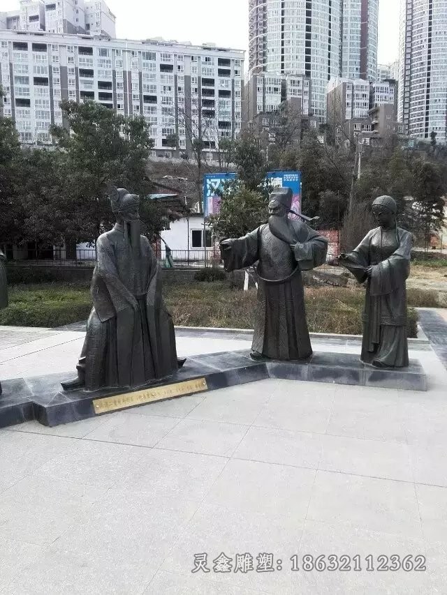 古代戏曲公园人物铜雕