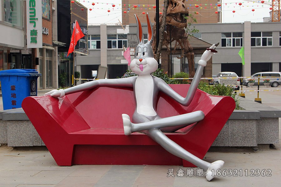 抽象兔子标志不锈钢雕塑