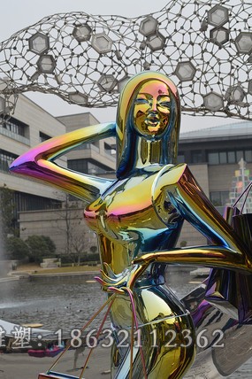 购物人物城市不锈钢雕塑