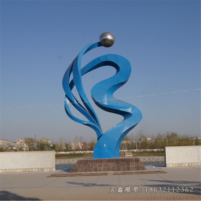 彩绘抽象不锈钢户外雕塑