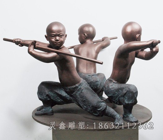 小孩练功人物景观铜雕